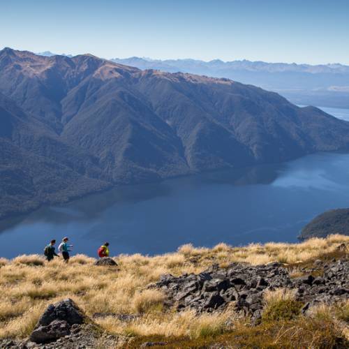 Hiking on the Kepler Track above Lake Te Anau