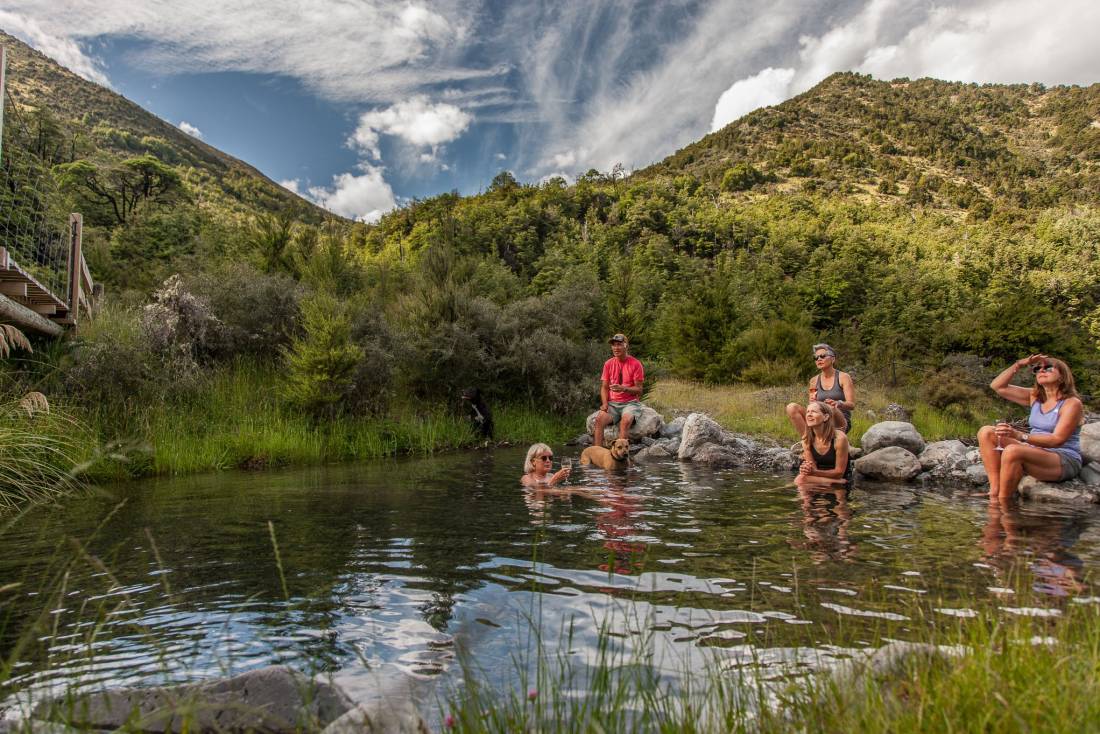 Enjoying a refreshing dip after a days walk at Valley Camp