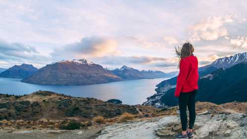 Enjoying the light starting to fade across Queenstown from Queenstown Hill